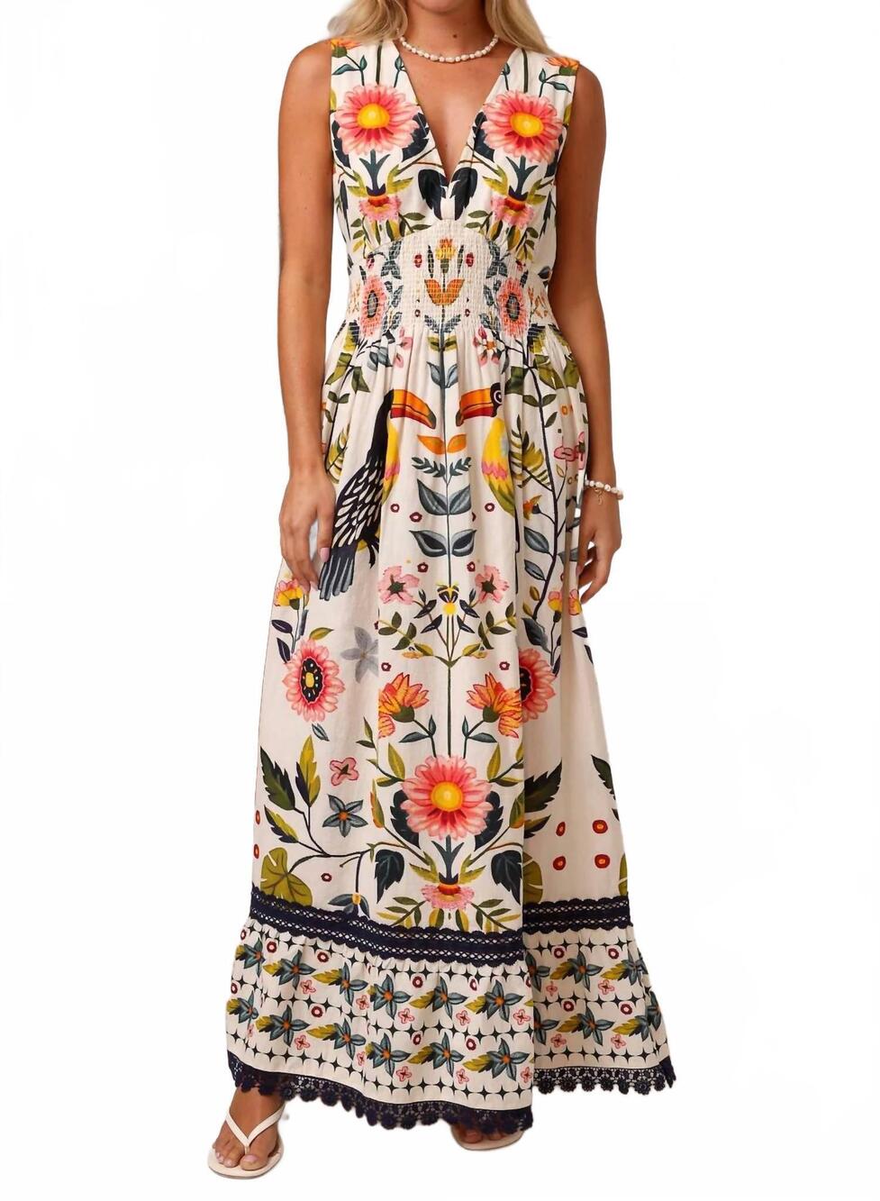 NEW SHORE gracie maxi dress in birdsong blossom